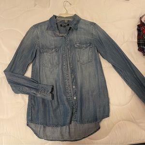 Women's Denim Button-Up Shirt xs/tp size, color Blue